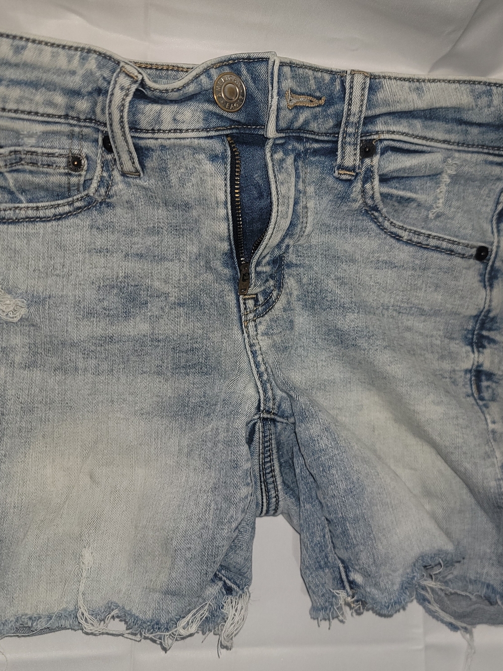 American Eagle Outfitters Light Blue Distressed Denim Shorts